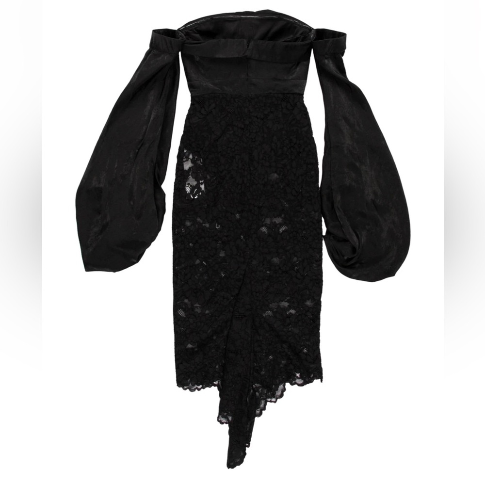 MISHA Collection Cleo Black Lace Off-Shoulder Midi Dress Size‎ US 2 - Picture 5 of 9
